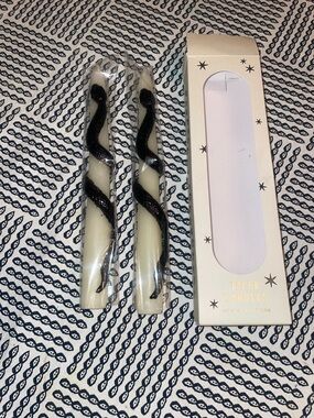 Anthropologie Set of Two  Taper Candles with Black Snake Accent